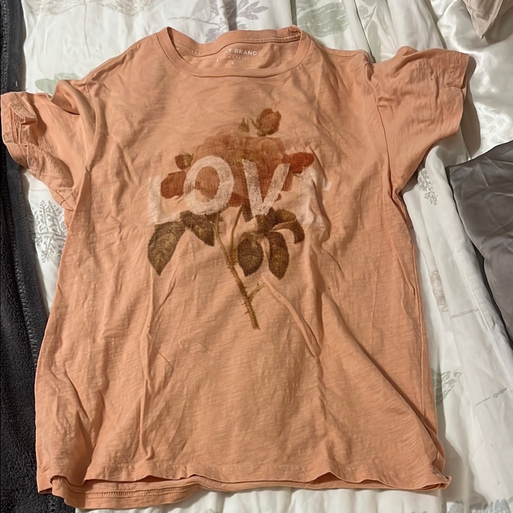 Peach Graphic T-Shirt with Floral Design